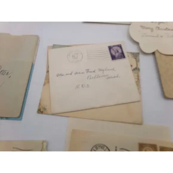 Vintage MCM Christmas Greeting Card Cute Girl Glitter Muff Happy New Year & more - Picture 16 of 16